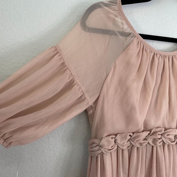 Laundry By Shelli Segal Womens 6 Dusty Pink 100% Silk Babydoll Dress Open Back - Picture 10 of 12